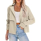 AGSEEM Womens Cropped Trench Coat Casual Single Breasted Lapel Short Jackets Fall Fashion Outerwear with Pockets 2025