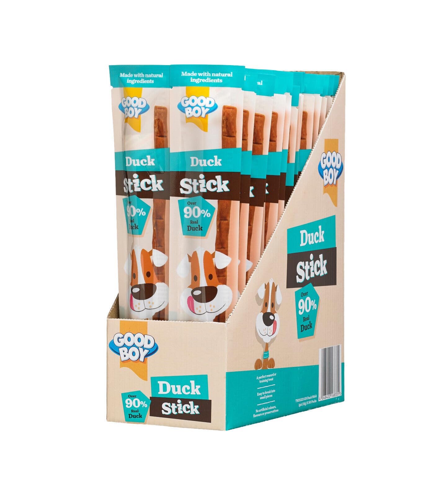 WUNDAPETS GOOD BOY MEATY STICKS CHEWY TASTY MEATY TREAT SNACK DUCK FLAVOUR, 90% REAL DUCK MEAT, CASE OF 50