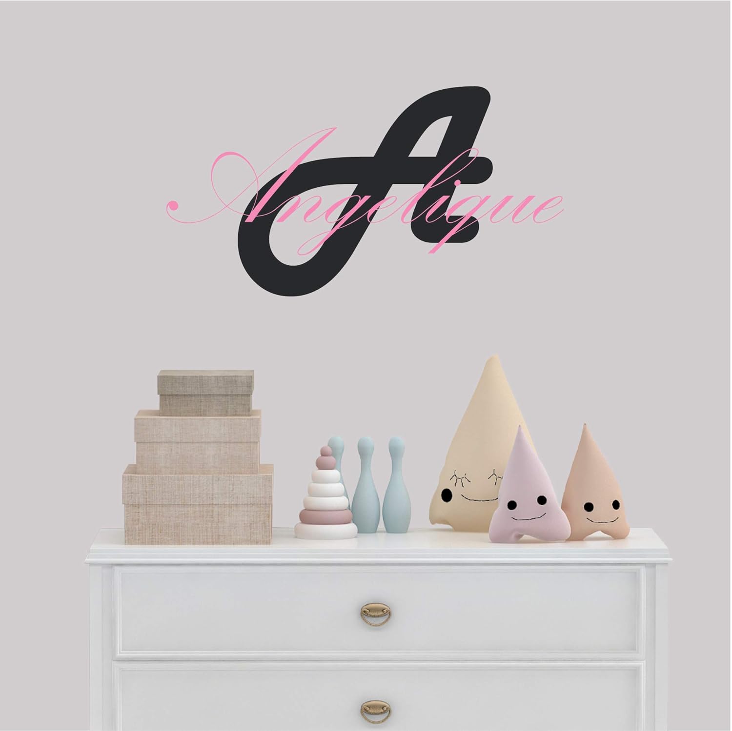 Amazon.com: Girl's Custom Name And Initial Wall Decal, Choose Your Own