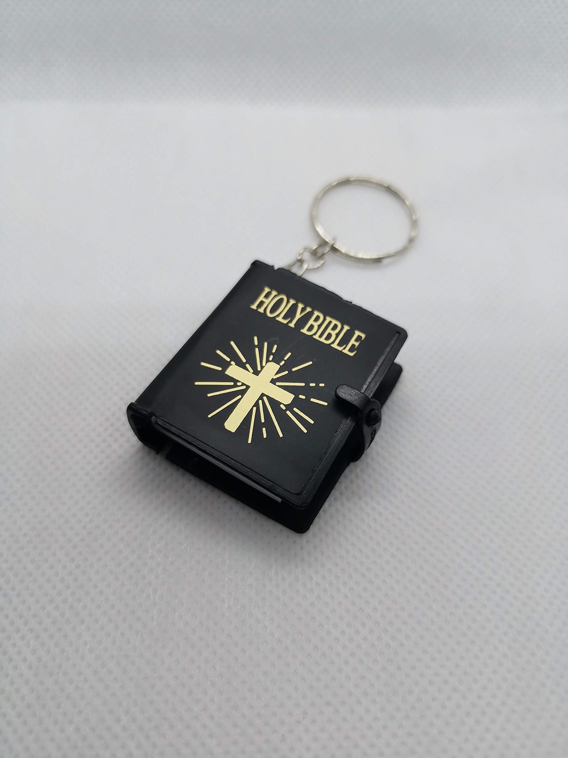 GEO-VERSAND Mini Holy Bible Text Print Pendant Bible Keychain Doll House Miniature Key Tags Mitnehm Bible Firmung (Confirmation Communion Gift