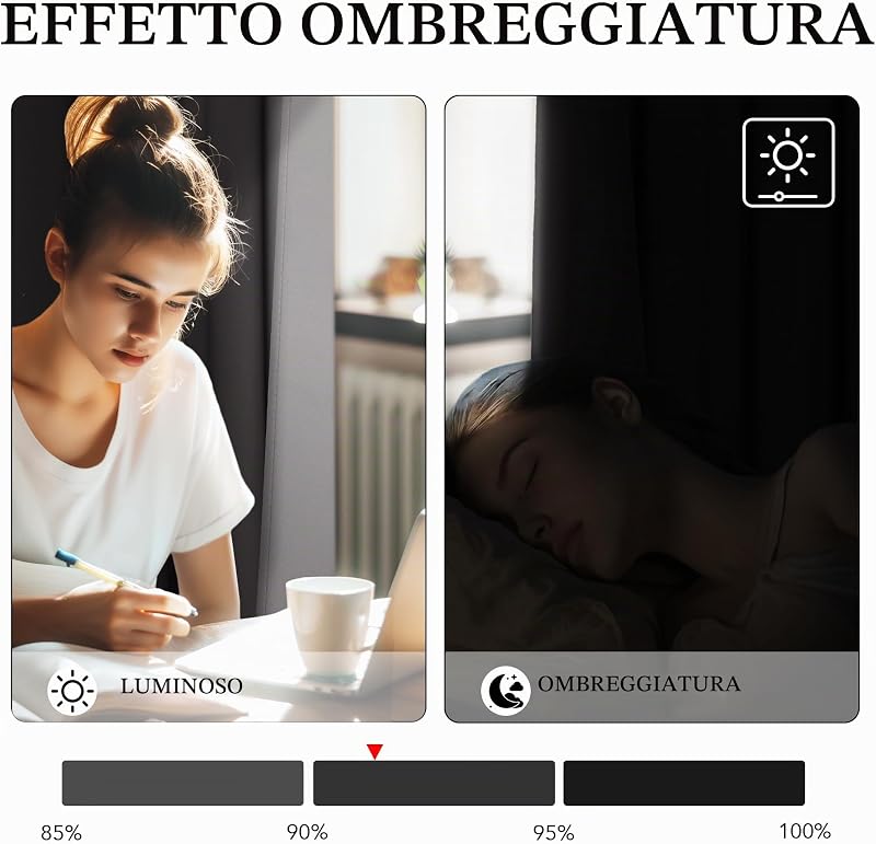 Tende Oscuranti per Interni 2 Pezzi L140 x A240 cm, Grigio — foto 4 di 8