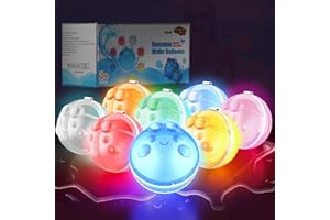 MAKE KIDS SMILE BUBBLE FUN 8 Pcs LED Flashing Reusable Water Balloons, Summer Water Toys, Outdoor Toys, Pool Toys, Self-Sealing Water Bomb for Kids Adults, Silicone Water Ball Easy Quick Fill, Kids Toys for Outdoor Activities