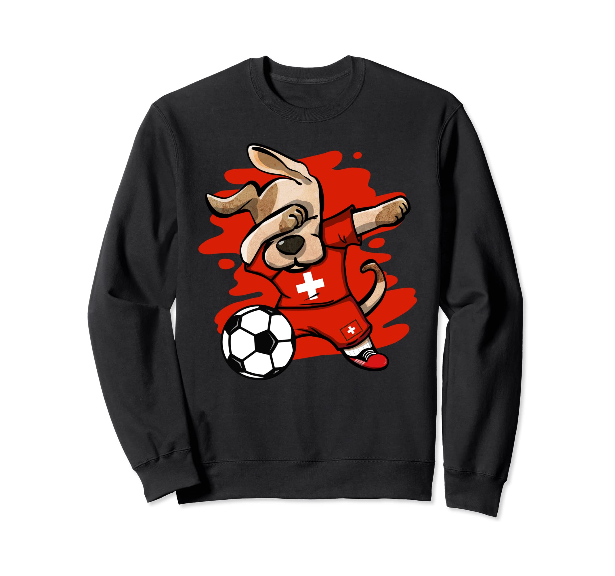 Dabbing Dog Switzerland Soccer Fans Swiss Flag Football Art Sweatshirt