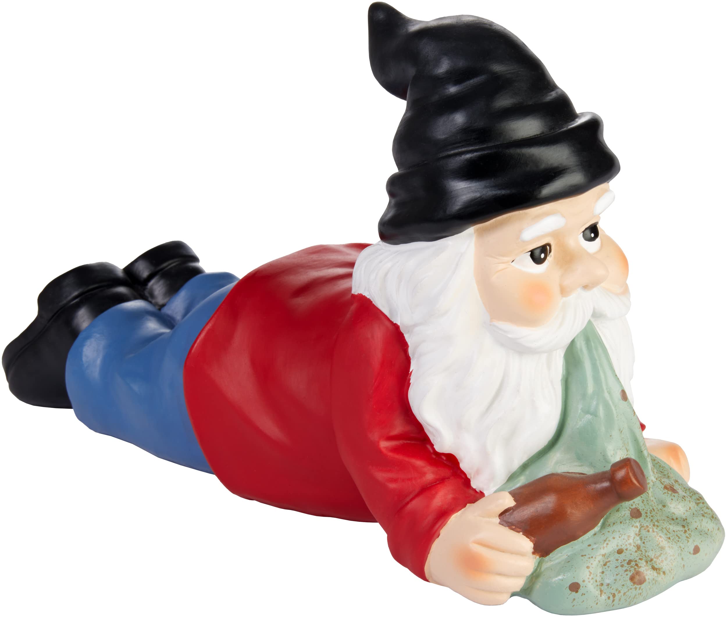 BRUBAKER Drunken Garden Gnome - Vomiting Gnome with Beer Bottle - Funny Garden Ornaments - Weatherproof Decoration for Garden Camping and Outdoor - 9.5 inches tall