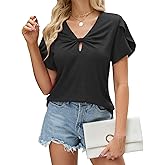 Quatrefox T Shirts Short Sleeve for Women V Neck Tees Fashion Loose Tops Casual Summer Outfits Clothes Beach 2025 Trendy