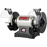 BUCKTOOL 6" 1/3HP Low Speed Bench Grinder,High Precision Wobble Free Wheels | Table Grinder with 1750RPM,60&amp;80 Grit AO Wheel,Eye Shield,Spark Arrestor for Chisels,Plane Irons,Axes,Knives