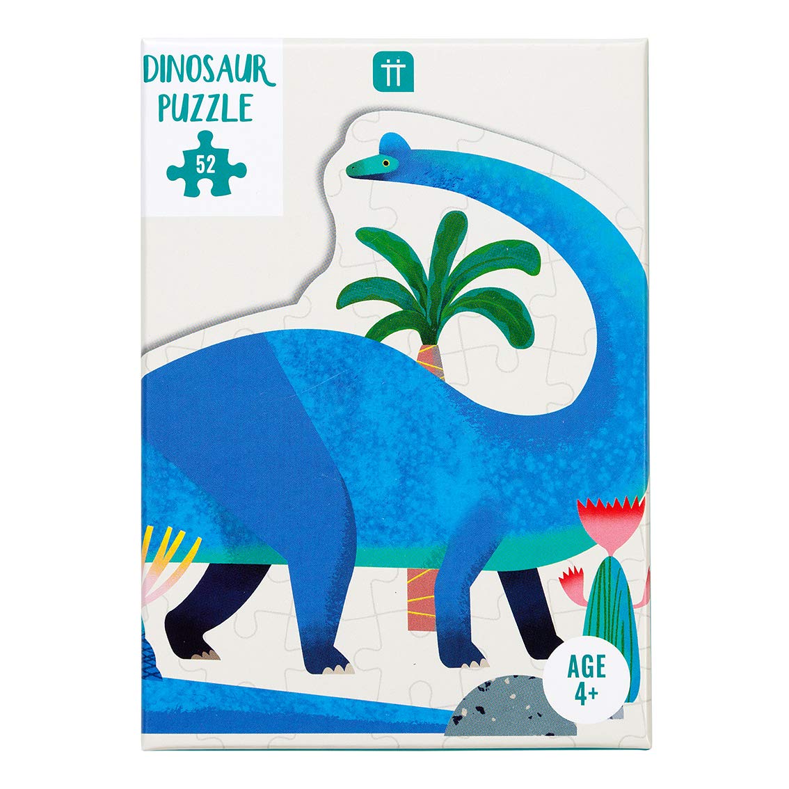 Talking Tables 52-Piece Multi Blue Brachiosaurus Shaped Jigsaw Puzzle - Dinosaur Educational Game for Kids, Age 4+, 35cm x 27cm (14" x 11")