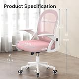 nasPaluro Pink Ergonomic Office Chair Mesh Back Flip Armrests Lumbar Support view 3