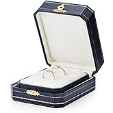 Oirlv Double Ring Box Royal Blue Ring Bearer Box for Engagement Wedding Jewelry Gift Case