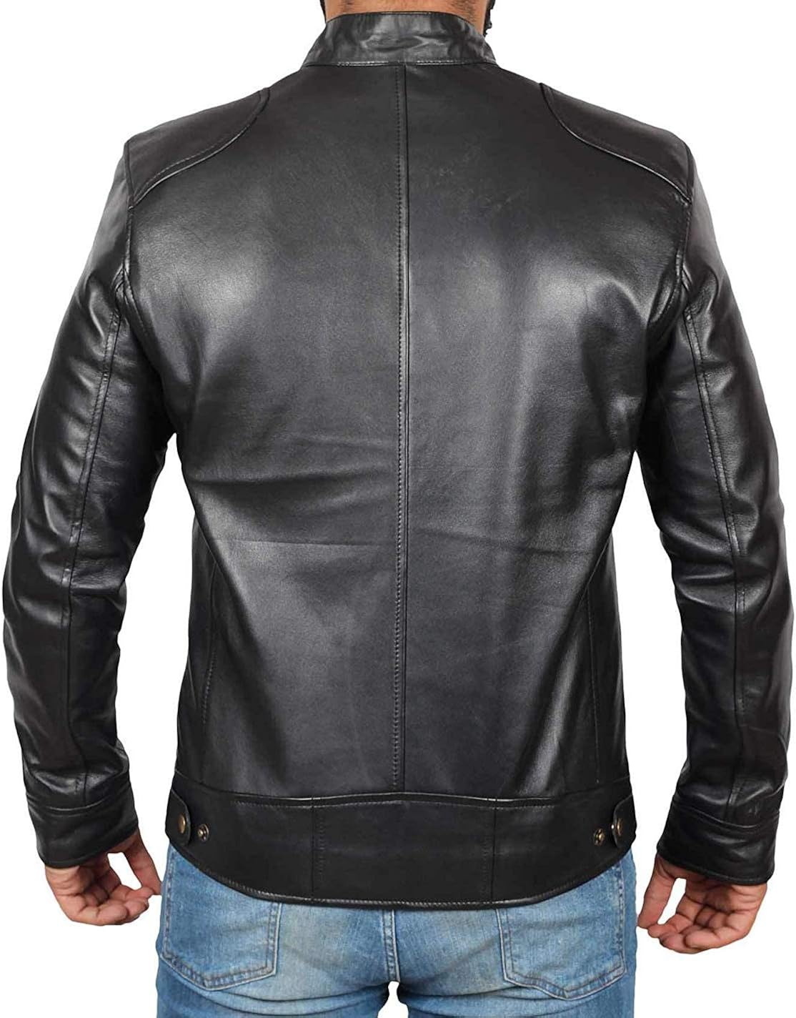 Mens Leather Jacket Real Lambskin Motorcycle Jacket for Men at  Men’s Clothing store
