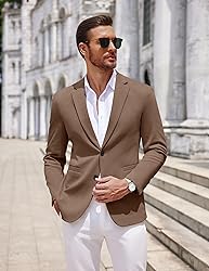 COOFANDY Men Stretch Knitted Blazer Jacket Slim Fit