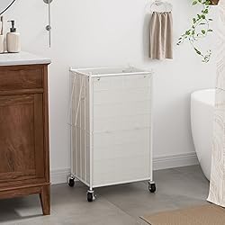 WOWLIVE Laundry Hamper with Wheels,Metal Wire Frame