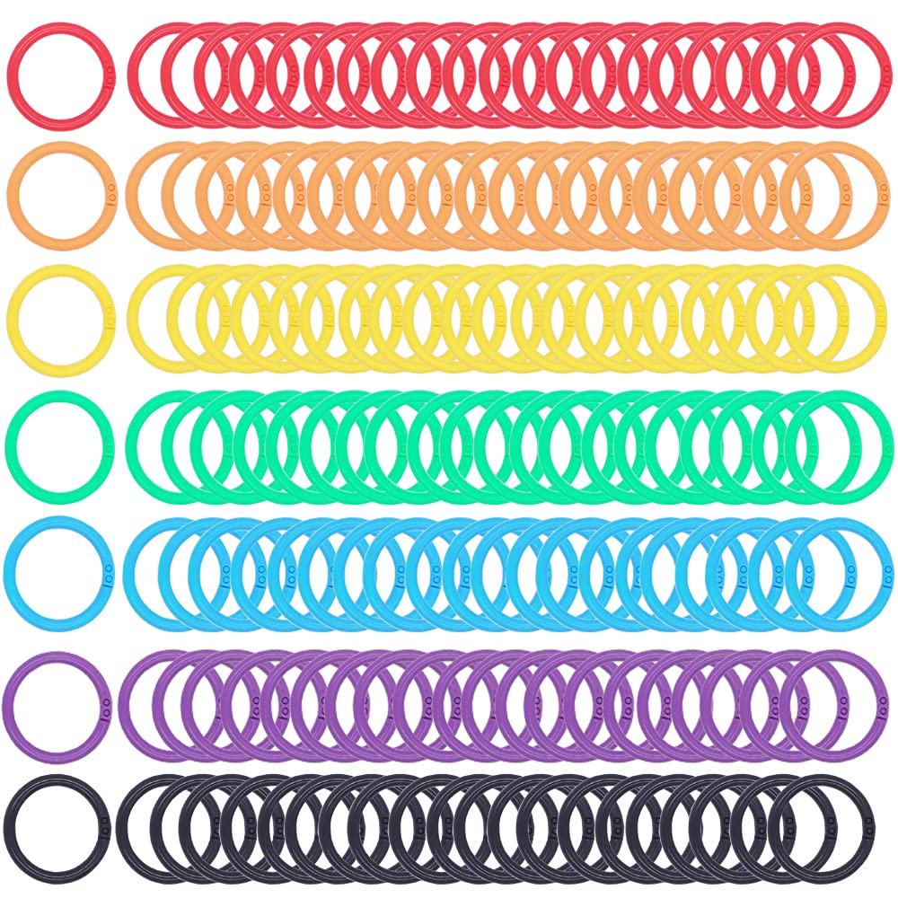 Plastic Binder Rings,1 Inch Flexible Loose Leaf Book Rings,Multicolour DIY Keychain Rings,Ring Clips for Index Card Scrapbooks Words Card and Documents (140 Packs)
