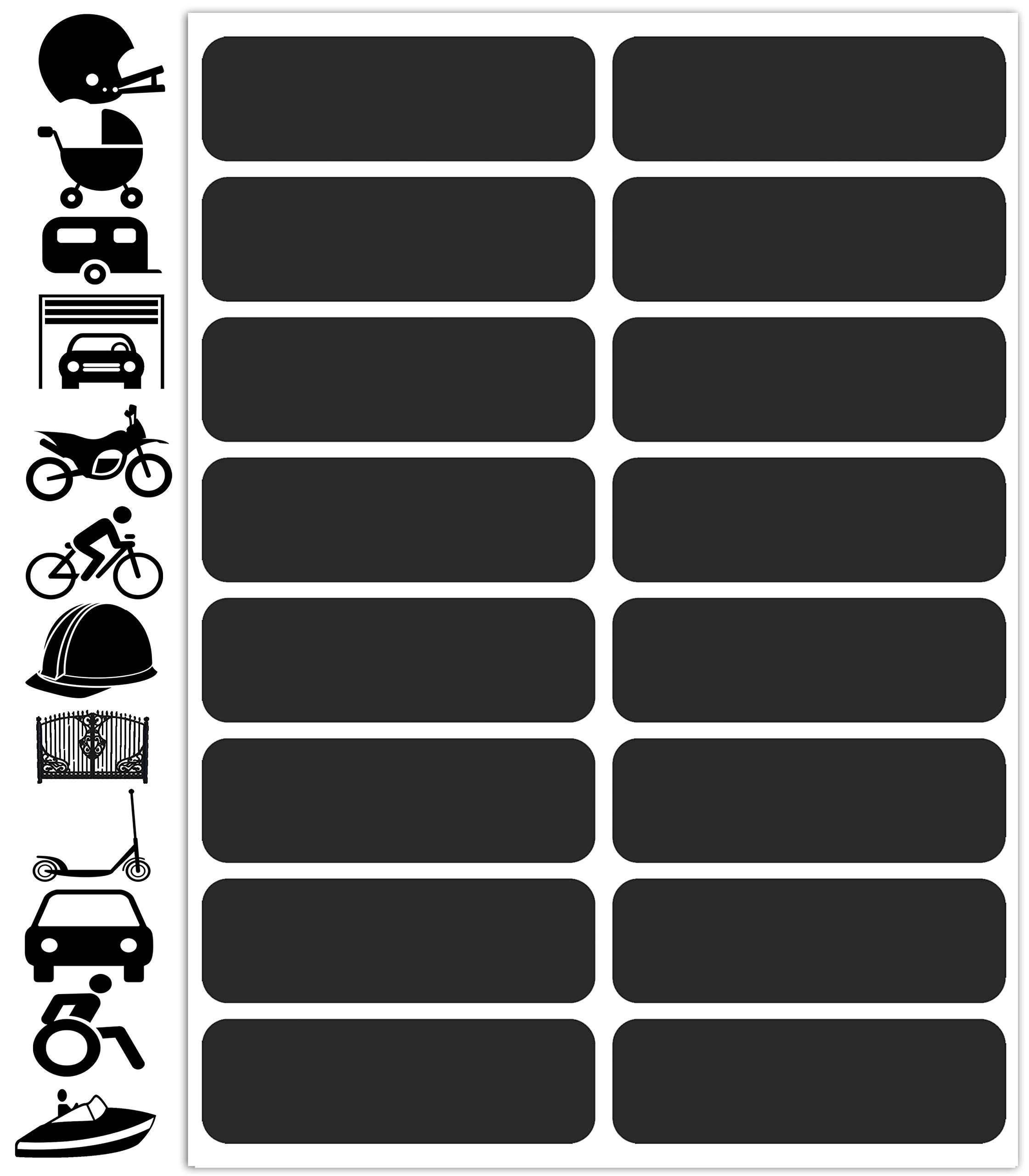 Biomar Labs Black Reflective Stickers Set – Self Adhesive Helmet Bike Car Decals, Waterproof and UV Resistant (16 Pieces D 63)