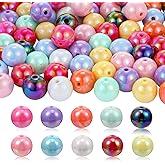 100 Pcs Beads for Beadable Pens, Rainbow Colors Focal Beads for Pens Acrylic Beadable Pen Supplies for Bracelets Jewelry Making Keychains DIY Craft