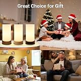 HSLighting Bedside Lamp 3-Way Dimmable Glass Table Lamp with Wood Grain Base view 5