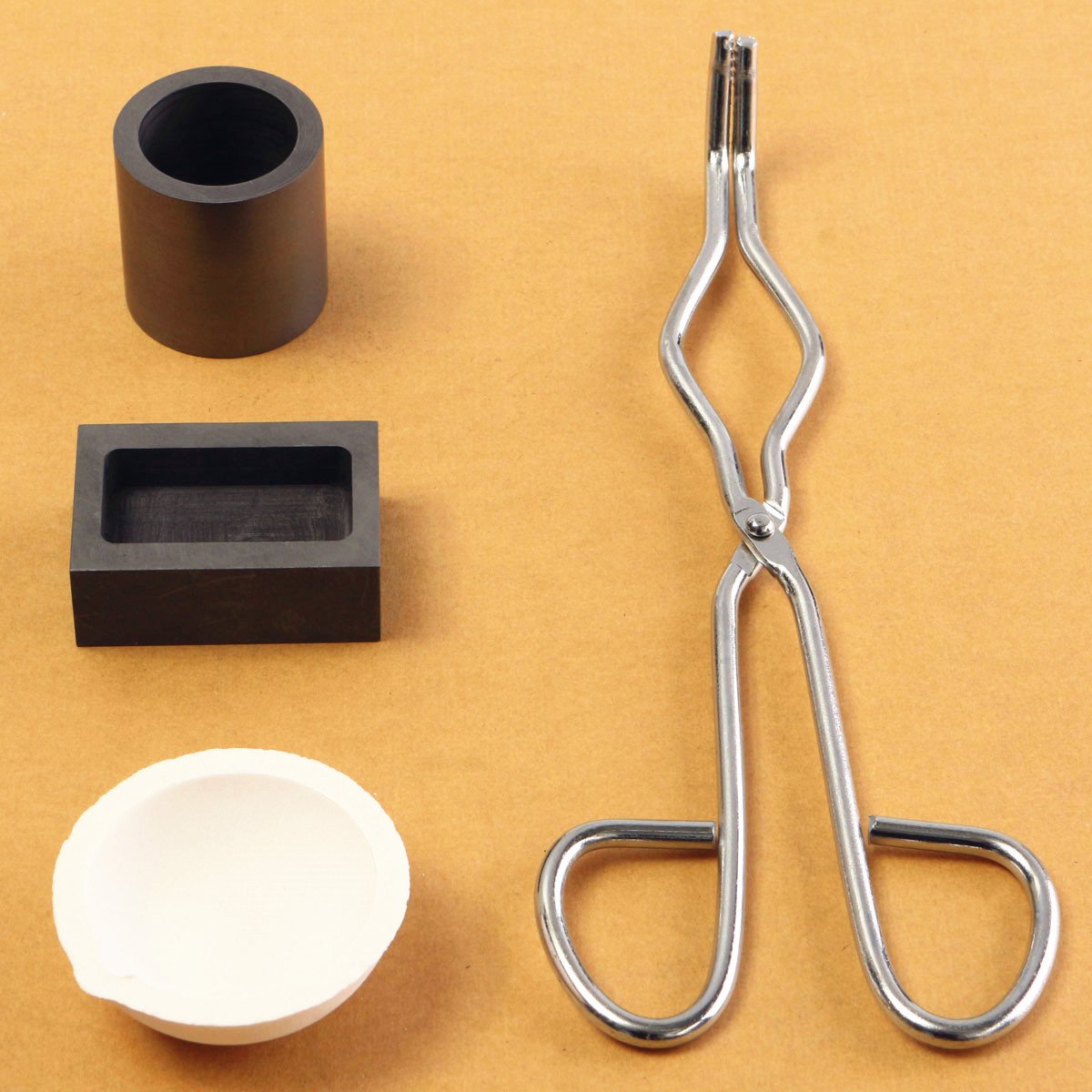 MASUNN 16Oz Gold Graphite Crucible Cup + Tongs + 1 Melting Bowl + Ingot Mold Casting