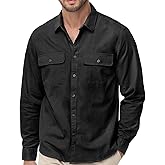 TUNEVUSE Mens Western Shirt Casual Long Sleeve Button Down Shirts Regular Fit Button Up Work Shirts with Two Pockets Cotton