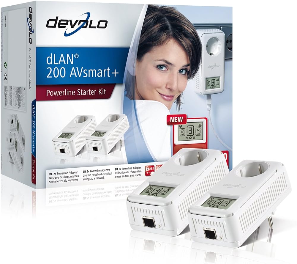 Devolo dLAN 200 AVsmart+ Starter Kit UK Powerline Ethernet Adapter 2x Plugs