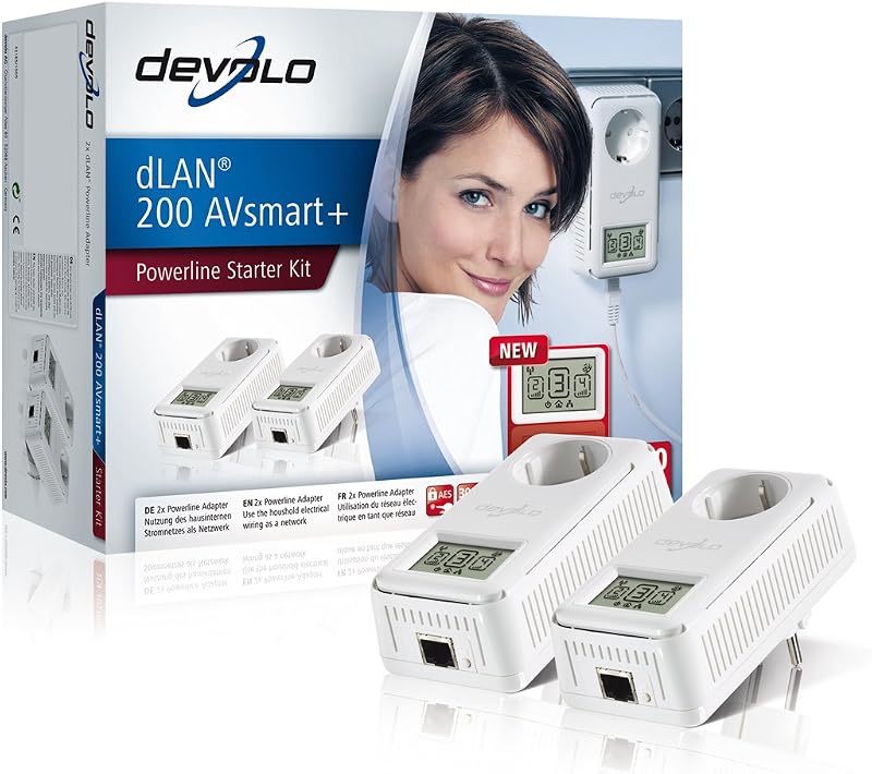 Devolo dLAN 200 AVsmart+ Starter Kit UK Powerline Ethernet Adapter 2x Plugs