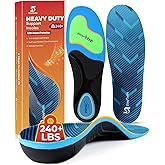 StepTastic 240+ LBS Heavy Duty Support Insoles for Men Women, Orthotic Insert for Plantar Fasciitis, Flat Feet, Arch Support Inserts with Shock Absorbing, Cuttable, 1 Pair(Blue,M11.0-12.5/W12.0-13.5)