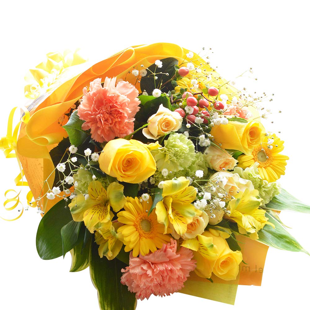 ビタミン系カラーのボリューム花束 誕生日 記念日 結婚祝い 発表会 卒業式 クリスマス 花 ギフト フラワーギフト プレゼント商品画像