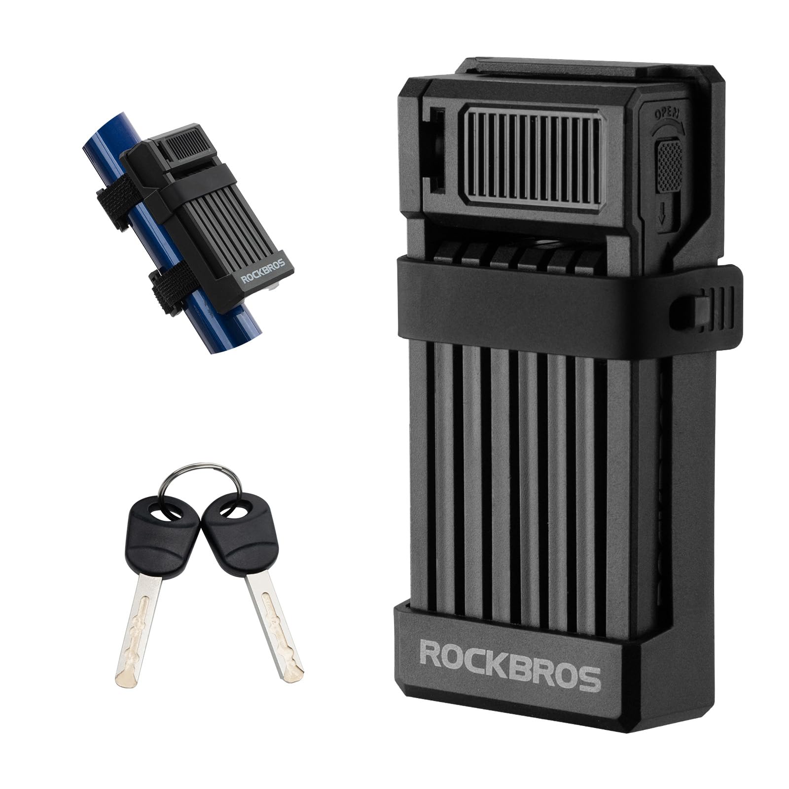 ROCKBROS Folding Bike Lock Heavy Duty Bicycle Locks High Security Bike Lock with 2 Keys Alloy Anti-Theft Cycling Locks for Mountain Racing Road Bike