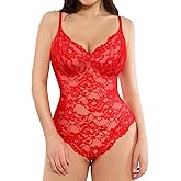 Popilush Shapewear Bodysuit V Neck Tummy Control Backless Lace Tank Tops Sleeveless Thong Bodysuit