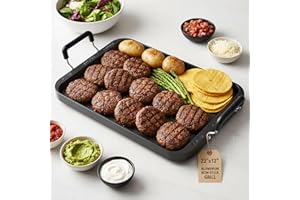 CCW BBCARE 22"x12" Large Family Griddle Pan - Double Burner Griddle Comals Para Tortillas Grande, Non-Stick PFOA-Free Aluminum Grill Pan for Gas Stove/electric stovetops/Indoor/Outdoor Camping