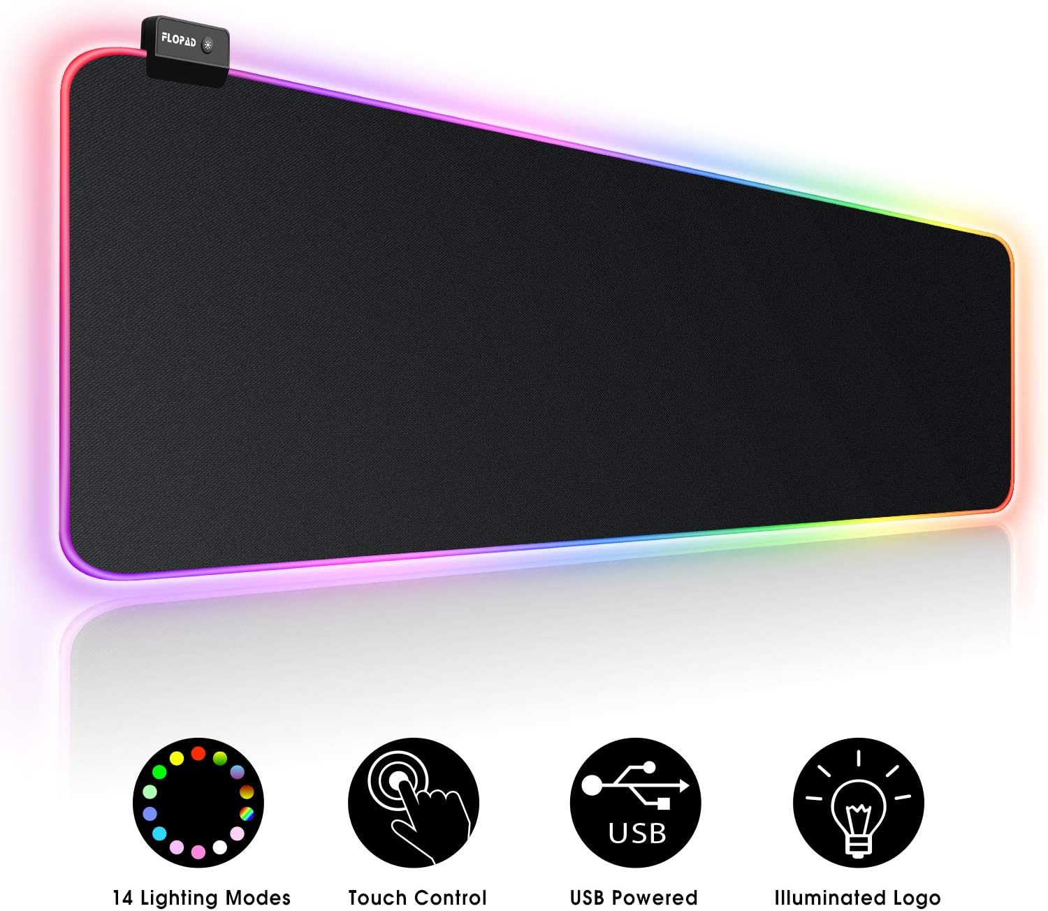 Large RGB Gaming Mouse Pad - 14 Light Modes Extended Computer Keyboard Mat with Durable Stitched Edges and Non-Slip Rubber Base, High-Performance Mouse Pad Optimized for Gamer 31.5X 11.8in : Office Products