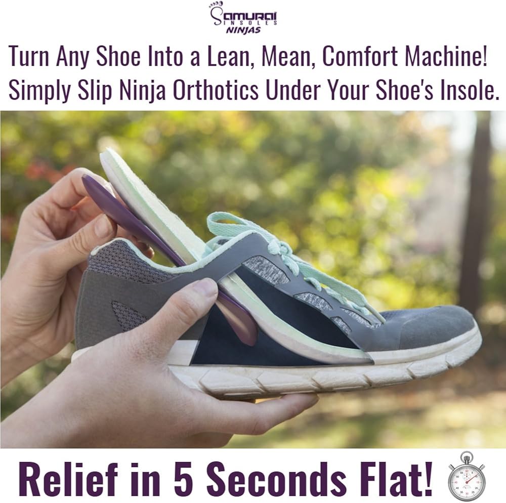 Samurai Insoles Ninjas Arch Support Shoe Inserts- Plantar Fasciitis, Flat Feet, Shin Splint Relief for Women and Men, Relief Guaranteed, Made in The USA: Shoes