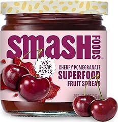 Smash Foods Cherry Pomegranate Jam | Low-Calorie, No Sugar Added Keto Jam with Upcycled Fruit & Chia Seeds | Vegan, Paleo Sup