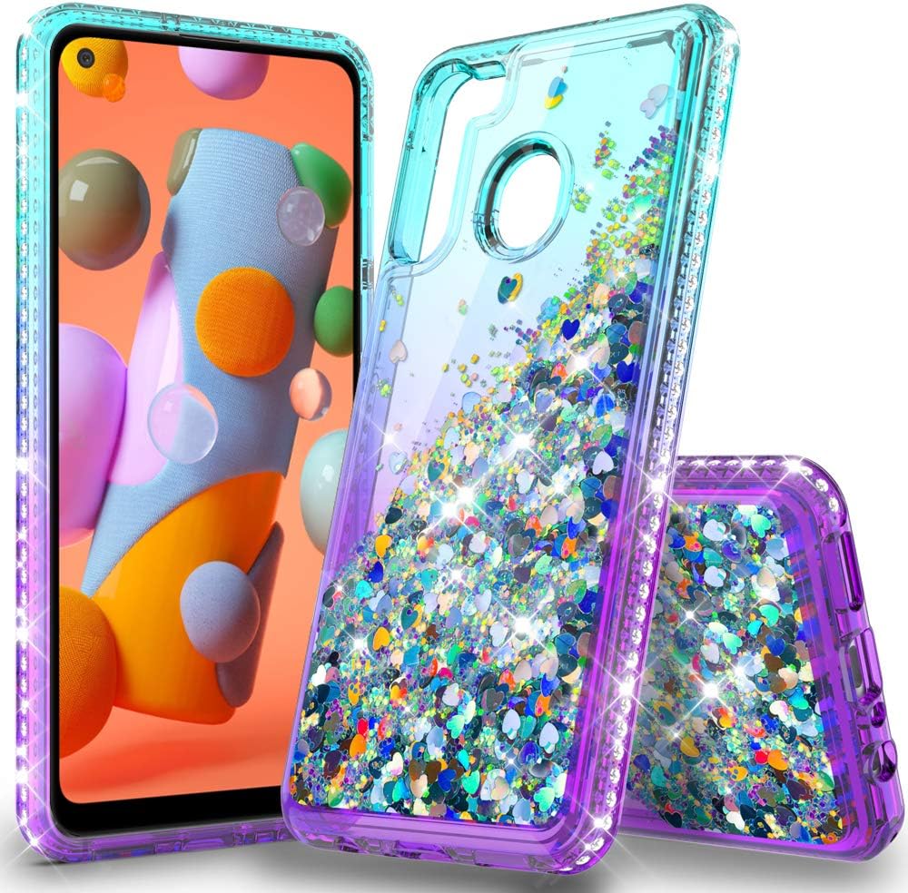 wegoodsun Samsung Galaxy A11 Case for Girls Woman, Glitter Liquid