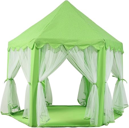 Amazon Ez Glam キッズプレイテント 子供用 室内 テント 可愛い キッズテント 子供テント 女の子 プリンセス城型 可愛い ピンク 幻部屋 組立簡単 収納バック付き お嬢様の華麗舞台 子供の日 誕生日プレゼント 単品 グリーン キッズテント おもちゃ