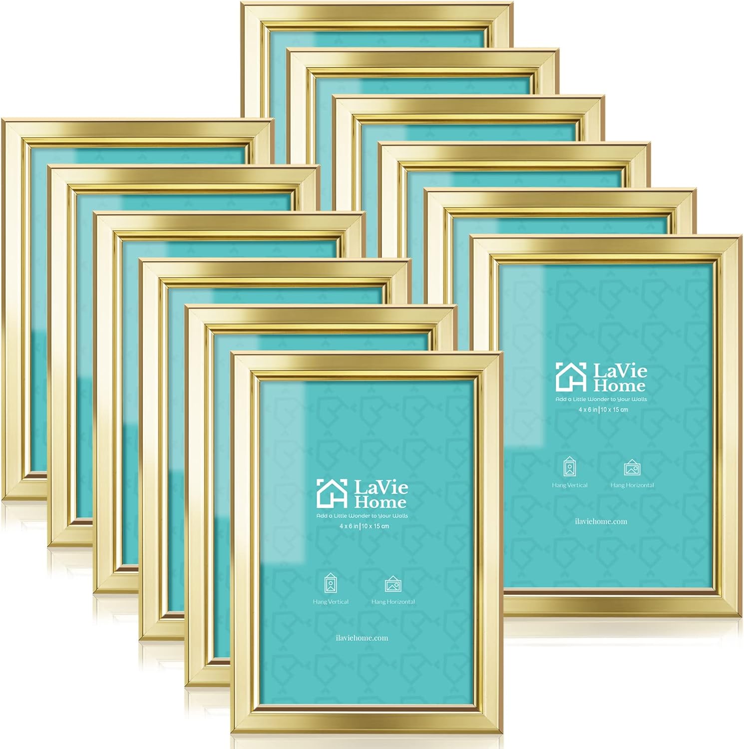 Photo Albums, Frames & Accessories - LaVie Home 4x6 Picture Frames (12 Pack, Gold) Simple Designed Photo Frame with High Definition Glass for Wall Mount & Table Top Display, Set of 12 Classic Collection