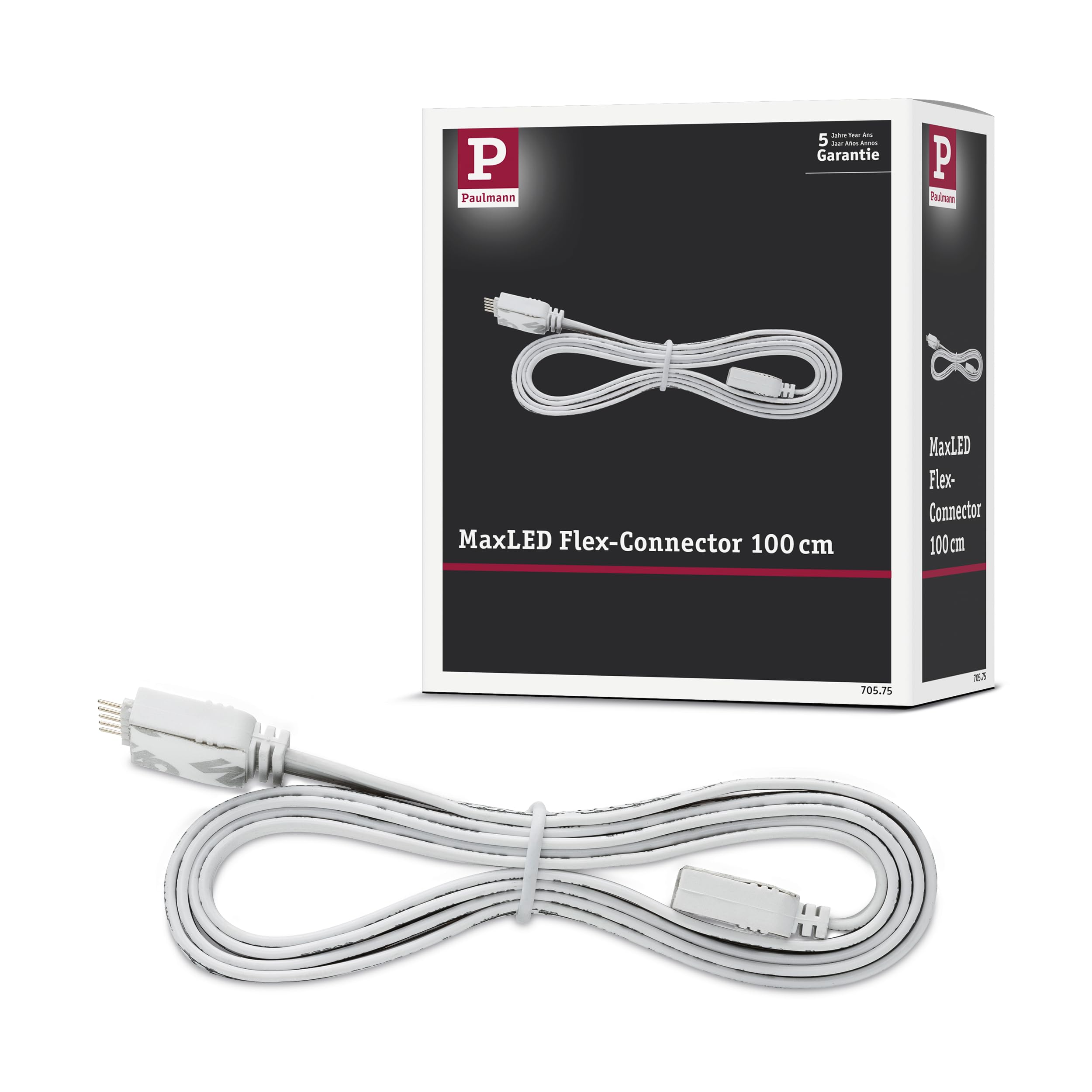 Paulmann 70575 MaxLED Connection Cable for LED Strip 1 m Extension Cable Stripe Accessory Bridging White Compensation of Uneven Surfaces 5-pin