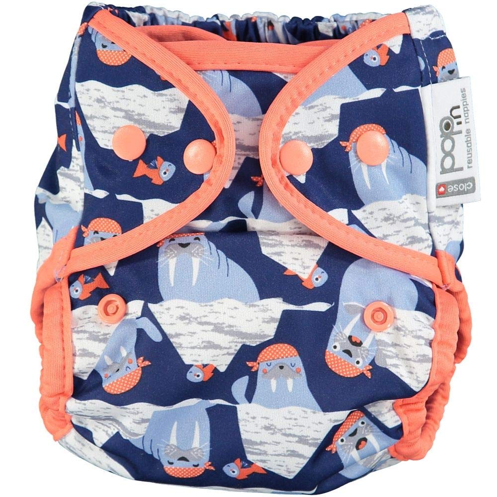 Close Pop-in Single Snaps Diaper V2 Bamboo, Walrus, Unisex, 1 Count, 1 Piece, 3.18 kg - 16 kg