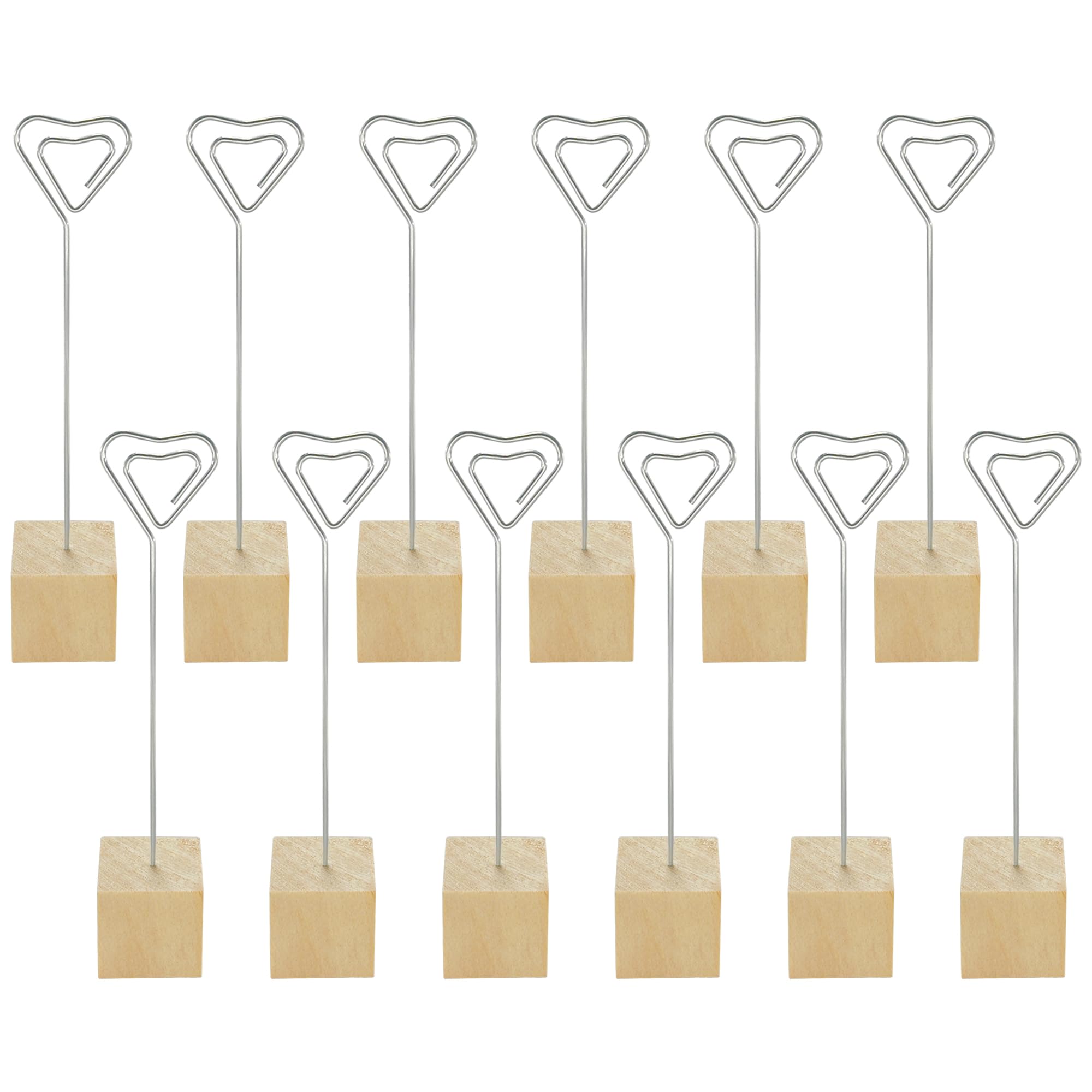 12 PCS Memo Holders with Mount,Card Photo Clips,Price Tag Holders (Heart-Shaped, 30mm)