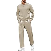 COOFANDY Men's Sweatsuits 2 Piece Set Quarter Zip Pullover with Wide Leg Sweatpants Matching Tracksuit