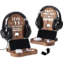 Wooden Gaming Headset Stand - 'Can't Hear You I'm In The Zone' Desk Decor Gift For Gamer Boys & Men