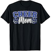 Funny Loud Proud Cheer Mom Mama Cheerleading Blue Black Pom T-Shirt