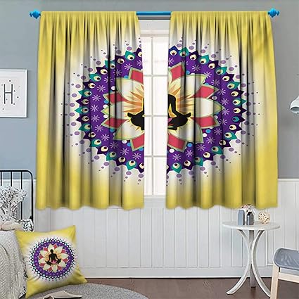 Chaneyhouse Yoga Window Curtain Fabric Round Circle Icon For Yoga