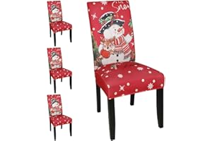 Keyroal Christmas Dining Room Chair Covers Set of 4, Stretch Pattern Parsons Chair Slipcovers Spandex Removable Washable Kitchen Chair Protector Cover for Dining Room, Hotel, Ceremony