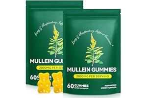 RUDUWU Mullein Gummies for Lung Detox, 2000mg Mullein Leaf Extract for Respiratory & Digestive & Immune Support, Organic Mullein Herb Supplement for Mucus Relief for Respiratory, Immune, Vegan (2)