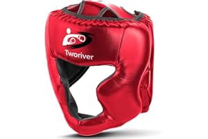 SANJOIN Boxing Headgear, One Size Fits All Ages MMA Headgear, Closed Type Boxing Helmet, Sparring MMA Muay Thai Kick Brace (Red, 1 Pack)