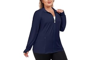 FOREYOND Womens Plus Size UPF 50+ Sun Protection Jacket Lightweight Zip Up Hoodie Cooling Long Sleeve Sun Shirts Workout