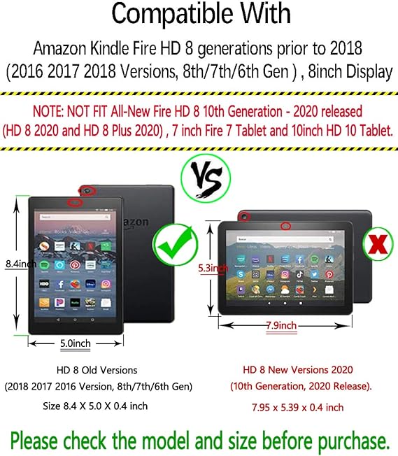 Amazon Com Case For Kindle Fire Hd 8 Old Model Only Fit 2017 2016 7th 6th Gen Not Fit Hd 8 2020 Tablet And Hd 8 Plus Jzcreater Standing Case Cover With