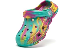 WOUEOI Kid's Tie Dye Clogs Garden Shoes Cartoon Slides Toddler Sandals Beach Slipper Girls Boys