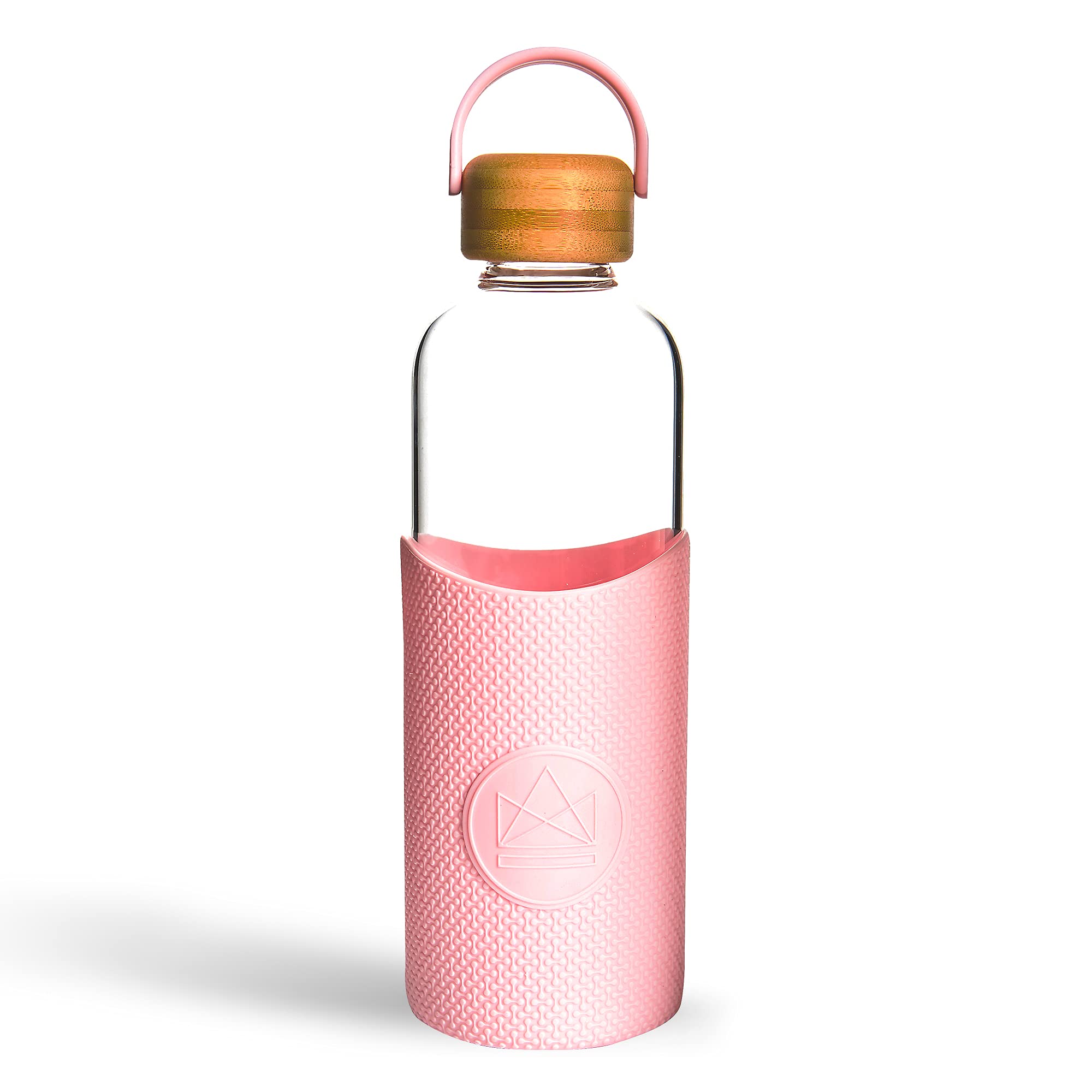 Neon Kactus Glass Water Bottle | Clear Water Bottle with Bamboo Lid and Silicone Sleeve | Reusable Glass Bottle for Hot & Cold Drinks | Leakproof, Non-Permeable, Non-Slip | Pink Flamingo, 1000ml