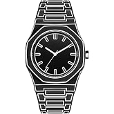 ceverdou Men's 2D Cartoon Sketch Style Quartz Watch, Minimalist Anime-Inspired Wristwatch with Waterproof Design for Casual & Business Wear